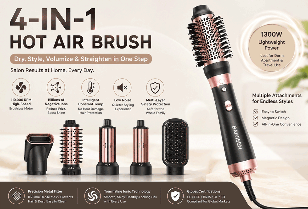 4-in-1 Hot Air Brush Manufacturer | OEM ODM Hair Styler Supplier China