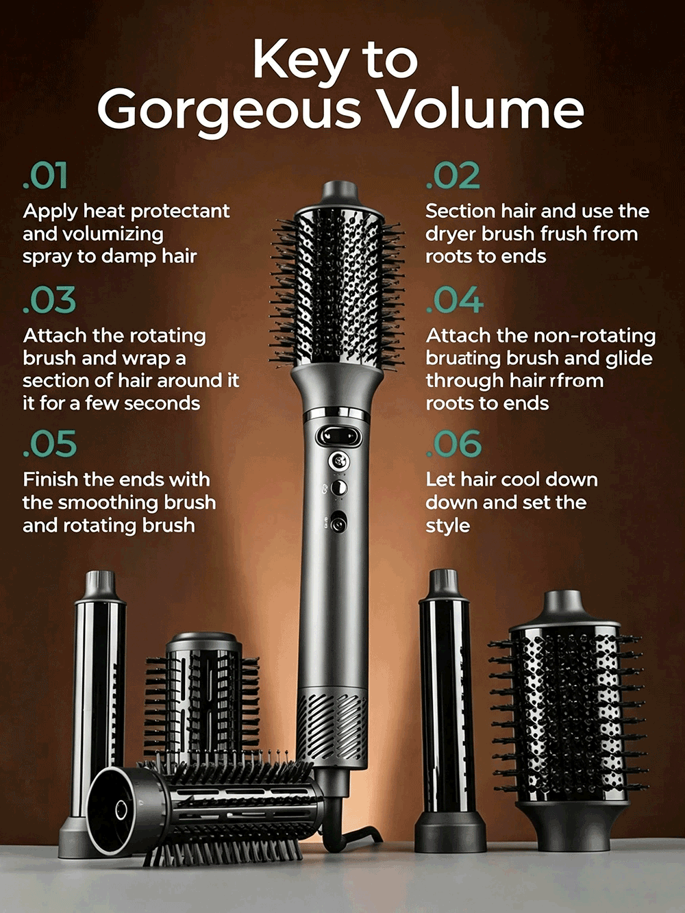 Multi-functional Rotary High Speed Hot Air Styler | 110000 RPM BLDC Ionic Hair Styling Tool