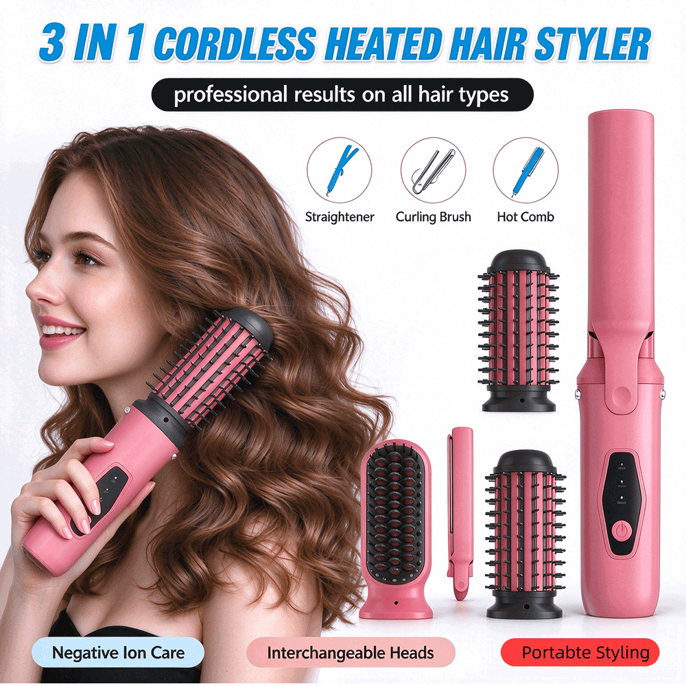 3 in 1 Cordless Negative Ion Hot Comb